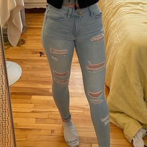 Light wash blue denim pants from AEO